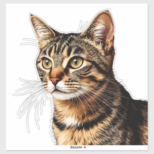 金色の瞳の縞トラ猫の肖像画 シール (シート)