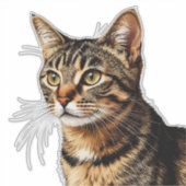 金色の瞳の縞トラ猫の肖像画 シール (正面)
