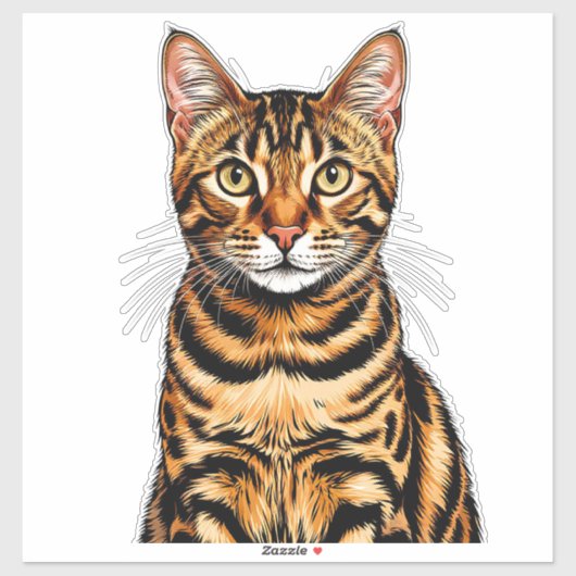 金色の瞳の縞トラ猫の肖像画 シール (シート)