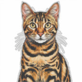 金色の瞳の縞トラ猫の肖像画 シール (正面)