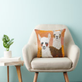 金色の空に向かって微笑む奇妙なラマ クッション (椅子)