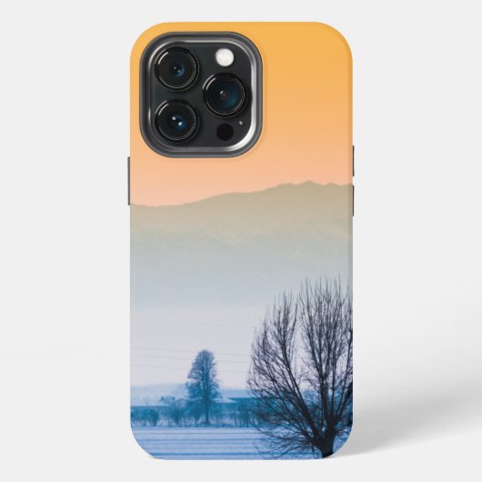 金色の空の冬景色 iPhoneケース (裏面)