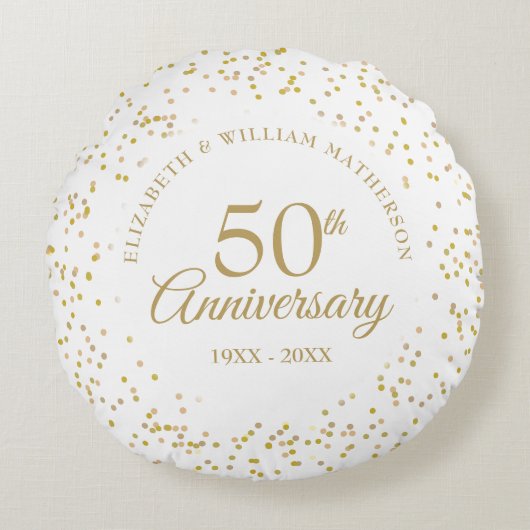 金色の粉ふぶき 50回目の結婚記念日 ラウンドクッション (正面)