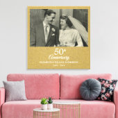 金色の紙吹雪の50回目の結婚記念日の写真 キャンバスプリント (インサイチュ (リビング))
