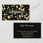 金色の紙吹雪エレガント、光沢 名刺 (正面/裏面)