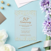 金色の紙吹雪 ゴールド 結婚50周年記念 アクリル招待状 (インサイチュ (ウェディング))