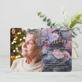 金色の紫陽花の90歳の誕生日フォト 招待状 (スタンド正面)