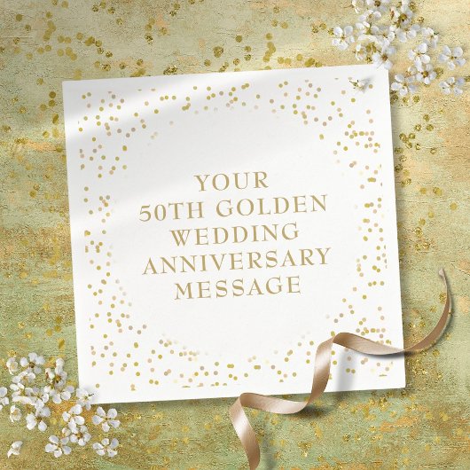 金色の結婚記念日の紙吹雪 スタンダードカクテルナプキン