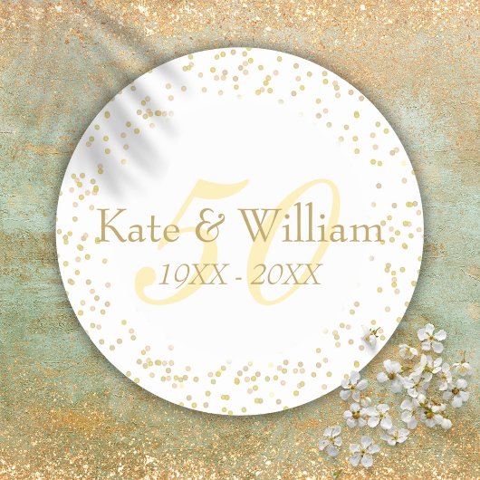 金色の結婚50周年記念コンフェティ ラウンドシール
