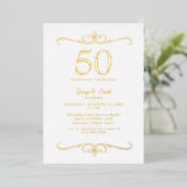 金色の結婚50周年記念 箔招待状 (立ち正面)