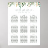 金色の緑の白 |クリスマス結婚の ポスター (正面)