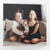 金色の緑の白 |写真数々ののクリスマス 三つ折りクリスマスカード (内部最初)