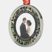 金色の緑の黒 |と結婚した写メリー真 メタルオーナメント (左)