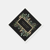 金色の緑の黒 |クリスマス結婚の休日 スタンダードカクテルナプキン (角)