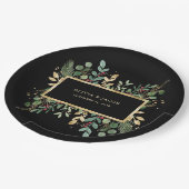 金色の緑の黒 |クリスマス・ホリデー ペーパープレート (アングル)