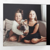 金色の緑の黒 |写真数々ののクリスマス 三つ折りクリスマスカード (内部最初)