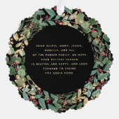 金色の緑の黒 |家族写真クリスマス オーナメントカード (裏面)