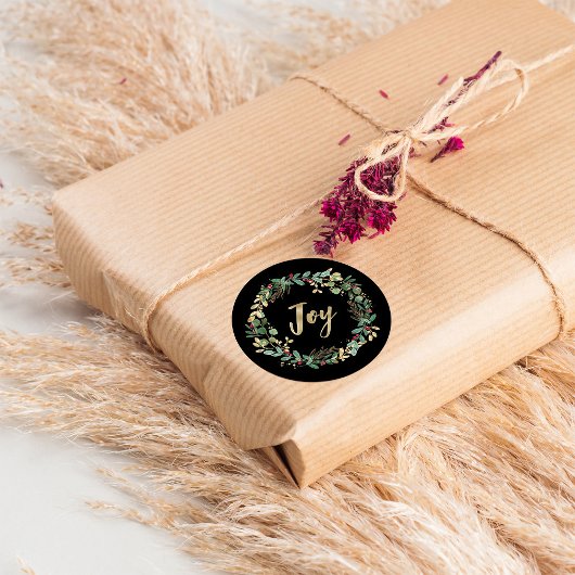 金色の緑の黒 |金ゴールドのクリスマス ラウンドシール