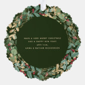 金色の緑 |と結婚した写メリー真 オーナメントカード (裏面)