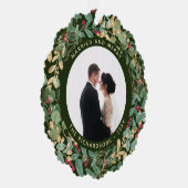 金色の緑 |と結婚した写メリー真 オーナメントカード (右)