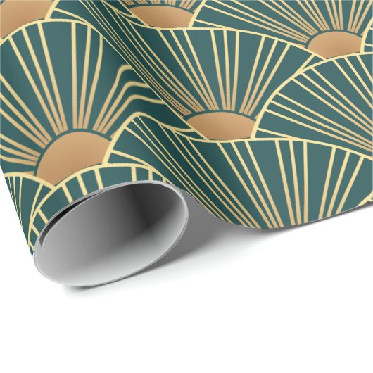 金色の線を使用した、幾何学的にシームレスなパターン。グリー ラッピングペーパー (ロールコーナー)