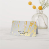 金色の線を持つ灰色の結婚銀 プレイスカード (裏面)