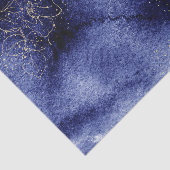 金色の縁取りの花がデザインされたダークブルーの水彩画調デザイン 薄葉紙 (詳細)