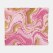 金色の縞模様のピンク色の液体 フリースブランケット (正面(横))