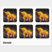 金色の美しいユニコーン輝く可愛い魔法ネオン スクエアシール (シート)