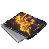 金色の美しいユニコーン輝く可愛い魔法ネオン ラップトップスリーブ (正面下部)