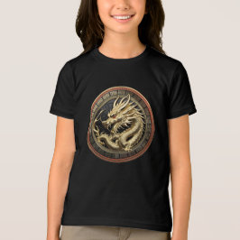 金色の聖なる東洋のドラゴンメダリオン トライブレンドTシャツ