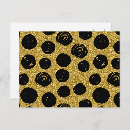 金色の背景に手書きの黒い円 ポストカード (正面/裏面)