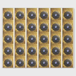 金色の背景に操られたジュリア・フラクタル ラッピングペーパー