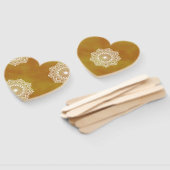 金色の背景に白い曼荼羅柄の手扇子 ハンドファン (組立なし)