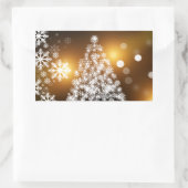 金色の背景を持つスノーフレーク・クリスマスツリー 長方形シール (バッグ)