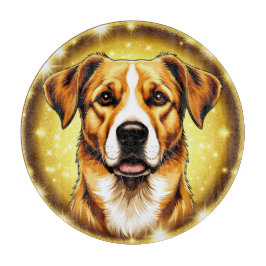 金色の背景を持つ犬 カッティングボード