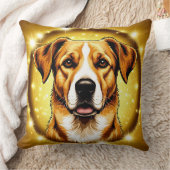 金色の背景を持つ犬 クッション (ブランケット)