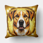金色の背景を持つ犬 クッション (裏面)