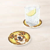 金色の背景を持つ犬 コースター (側面)