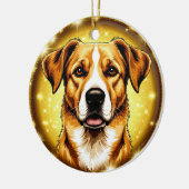 金色の背景を持つ犬 セラミックオーナメント (左)