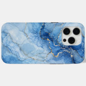 金色の脈を持つブルーマーブル水彩パターン Case-Mate iPhoneケース (裏面 (横))