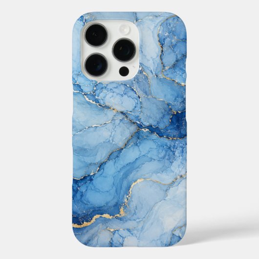 金色の脈を持つブルーマーブル水彩パターン Case-Mate iPhoneケース (裏面)