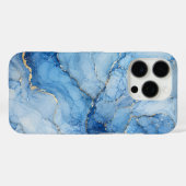 金色の脈を持つブルーマーブル水彩パターン Case-Mate iPhoneケース (裏面 (横))