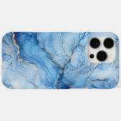 金色の脈を持つブルーマーブル水彩パターン Case-Mate iPhoneケース (裏面 (横))