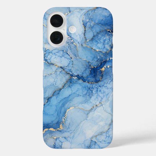 金色の脈を持つブルーマーブル水彩パターン Case-Mate iPhoneケース (裏面)