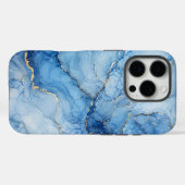 金色の脈を持つブルーマーブル水彩パターン Case-Mate iPhoneケース (裏面 (横))