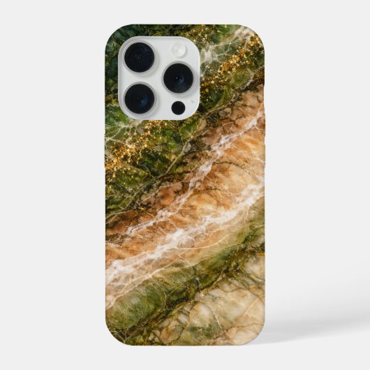 金色の脈理が入った森にインスパイアされた大理石 iPhoneケース (裏面)