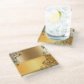 金色の色合いの優雅さ ガラスコースター (アングル)