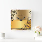 金色の色合いの優雅さ スクエア壁時計 (ホーム)