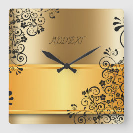 金色の色合いの優雅さ スクエア壁時計